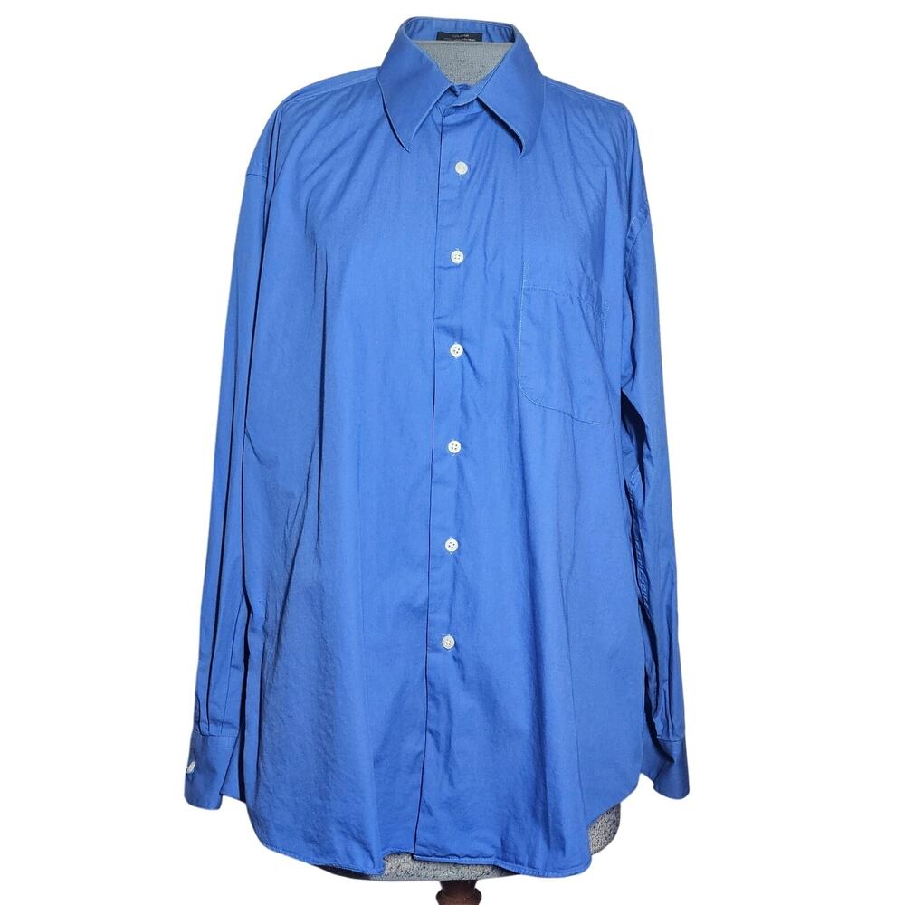 Blue Cotton Tailored Button Up Shirt Size Large